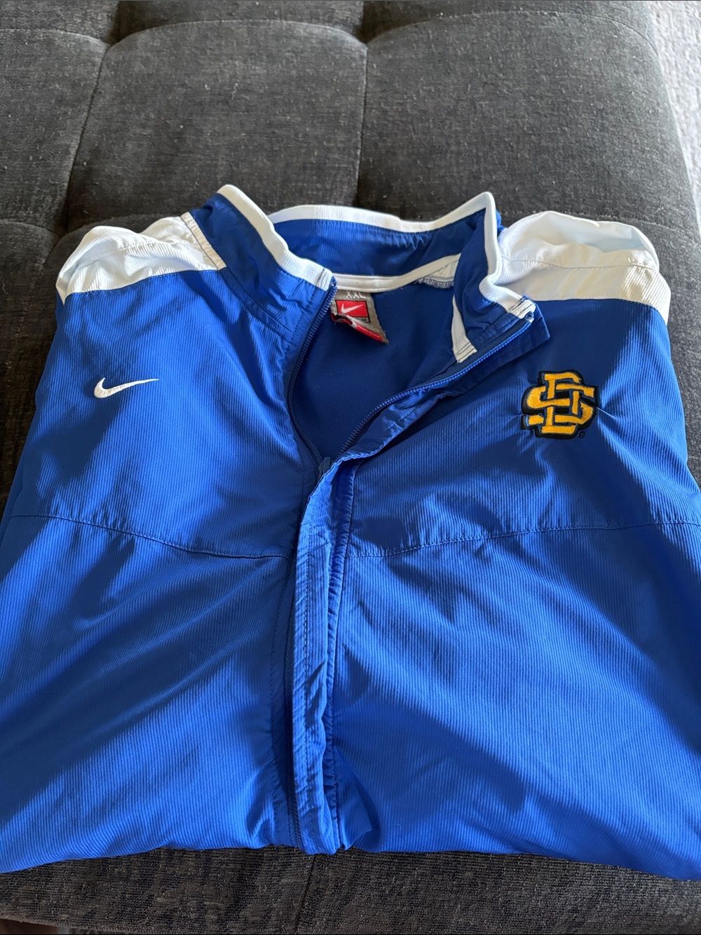 Nike Blue White Lightweight Shirt Jacket with Yellow Logo